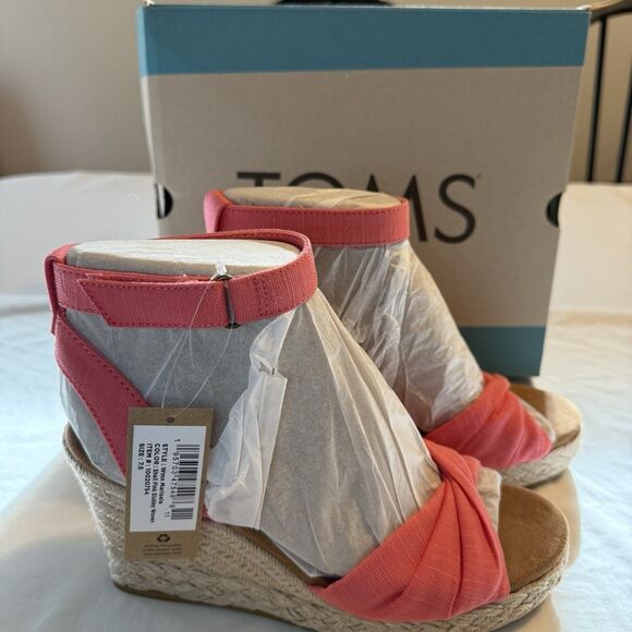 NWT In Box Marisela Toms Wedge Slubby Woven Sandal Size 7.5 Shell Pink - Picture 6 of 9